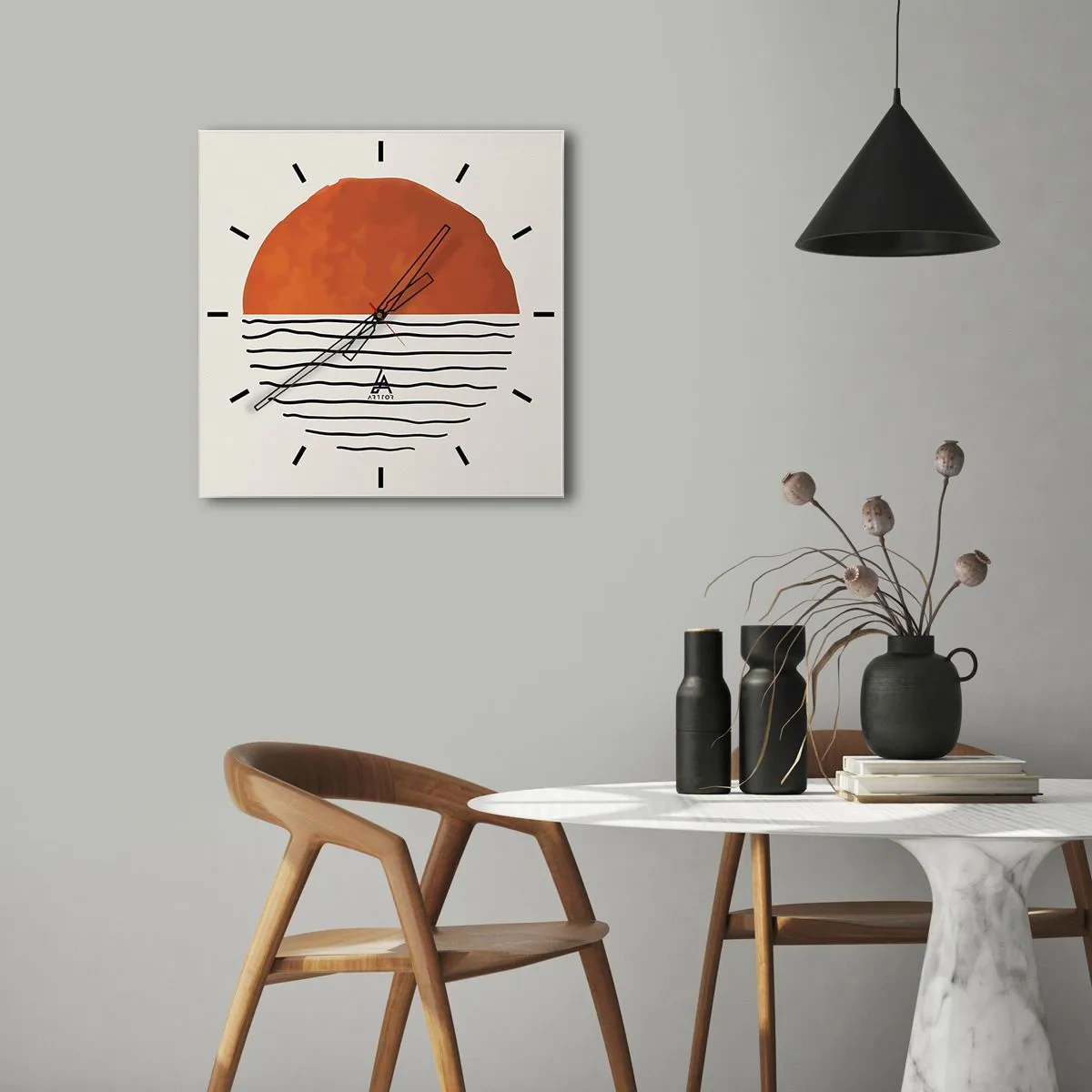 Ceas de perete - Ceas pe sticlă - În stil japonez - 30x30 cm