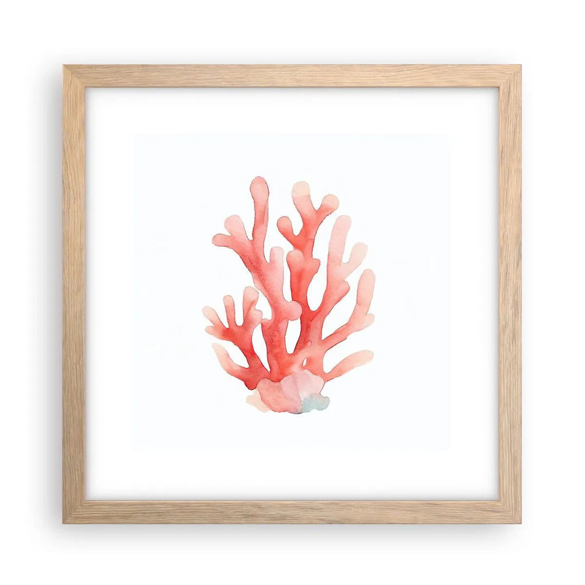 Poster în ramă de stejar deschis - Culoare de coral - 30x30 cm