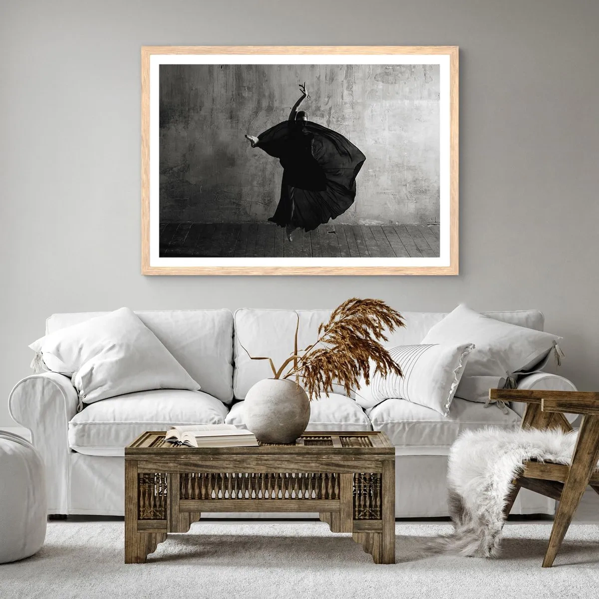 Poster în ramă de stejar deschis - Un pas pasional - 100x70 cm