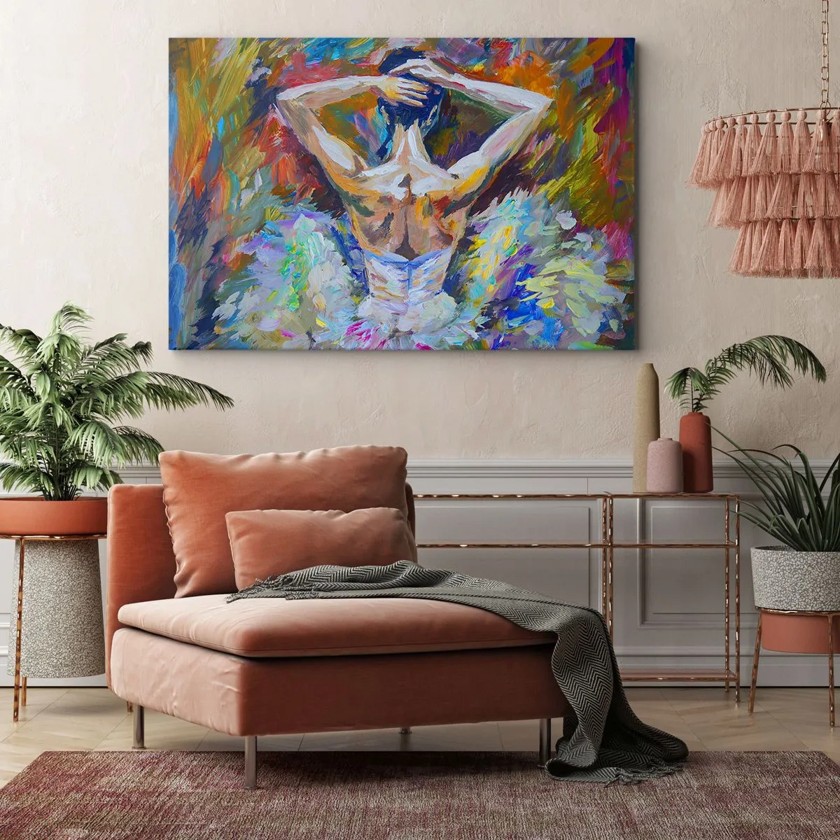 Tablou pe pânză Canvas - O balerină în culori dinamice și expresie picturală - 70x50cm - Ar putea fi orice - Decorațiune modernă pentru perete pentru living și dormitor ARTTOR