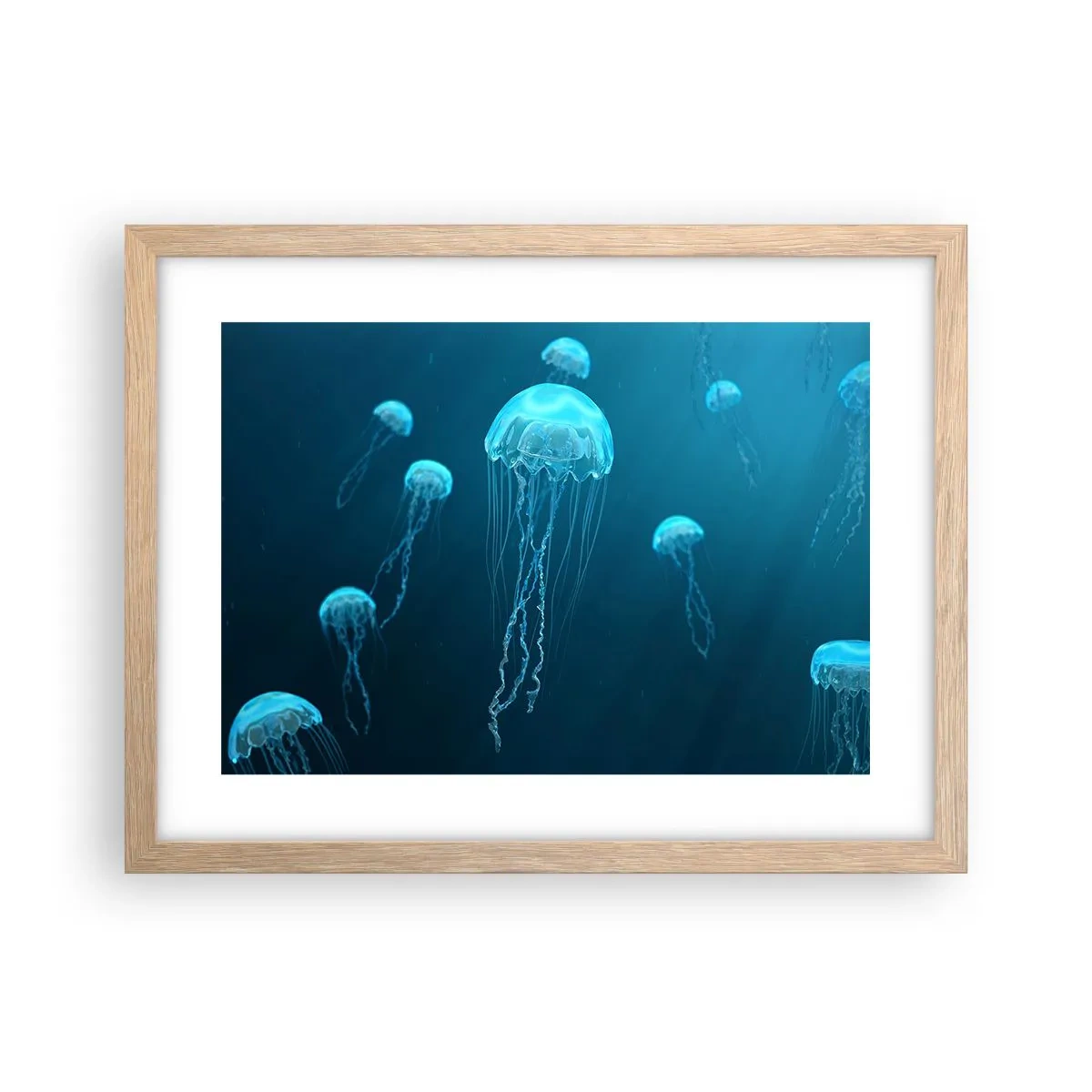 Poster în ramă de stejar deschis - Dansul oceanic - 40x30 cm