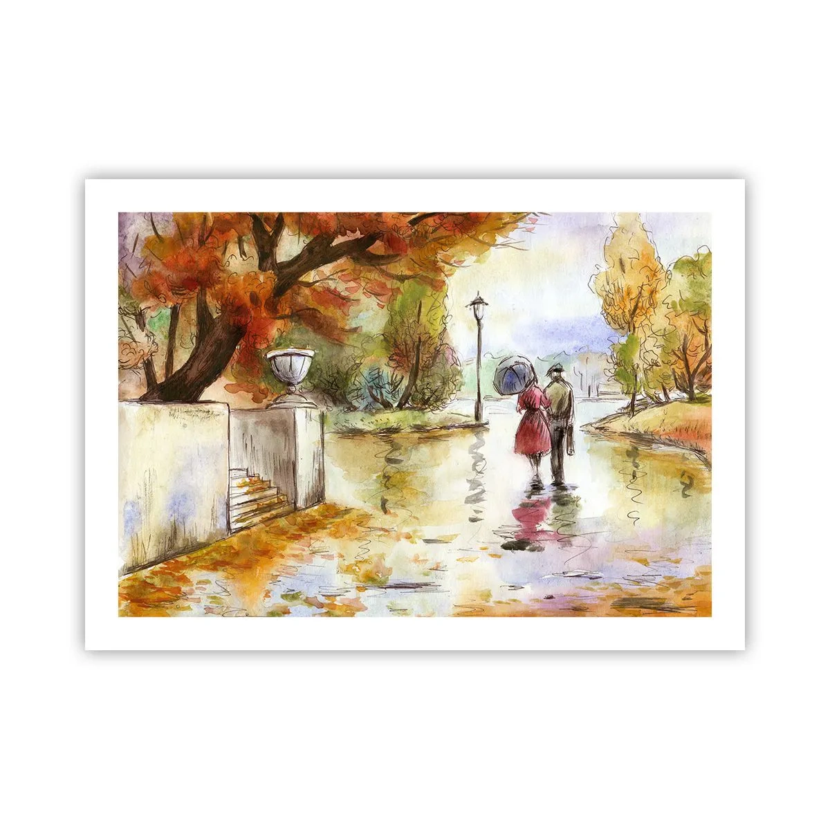 Poster - Toamnă romantică în parc - 70x50 cm