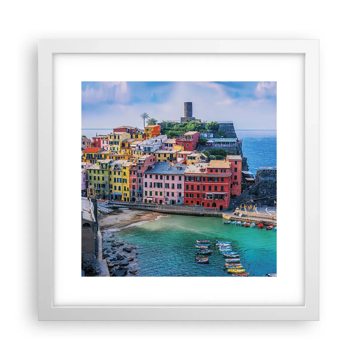 Poster în ramă albă - Orașul mediteraneean magic - 30x30 cm