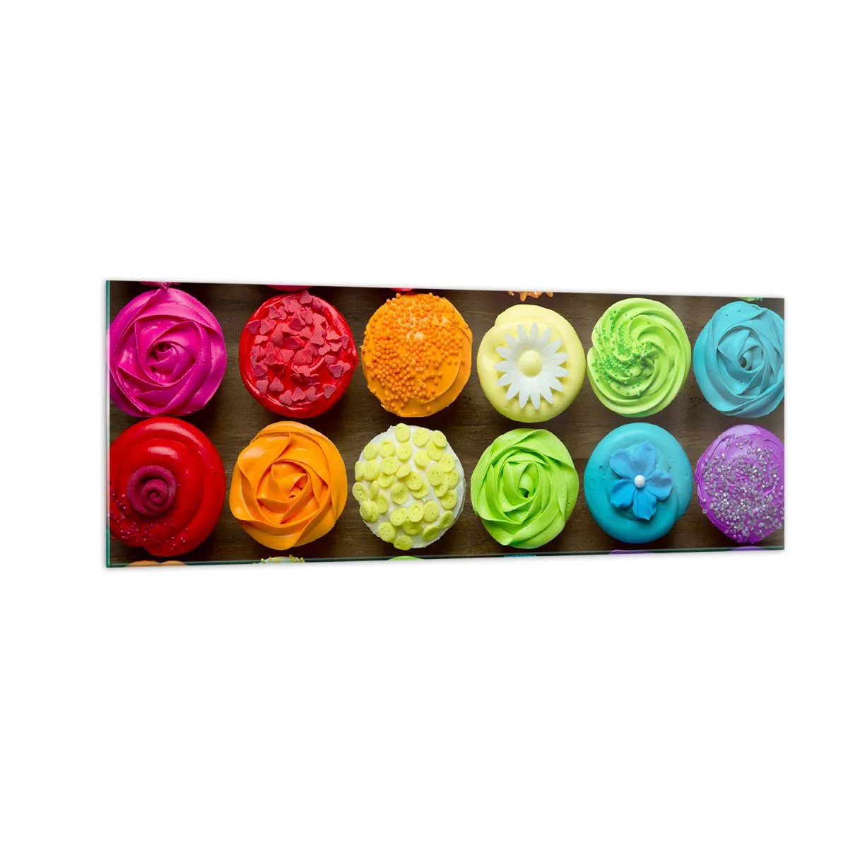 Tablou pe sticlă - Fiecare diferită - toate delicioase - 140x50 cm