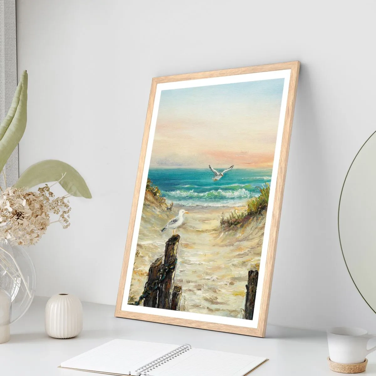 Poster în ramă de stejar deschis - Retragere fără vânt - 70x100 cm