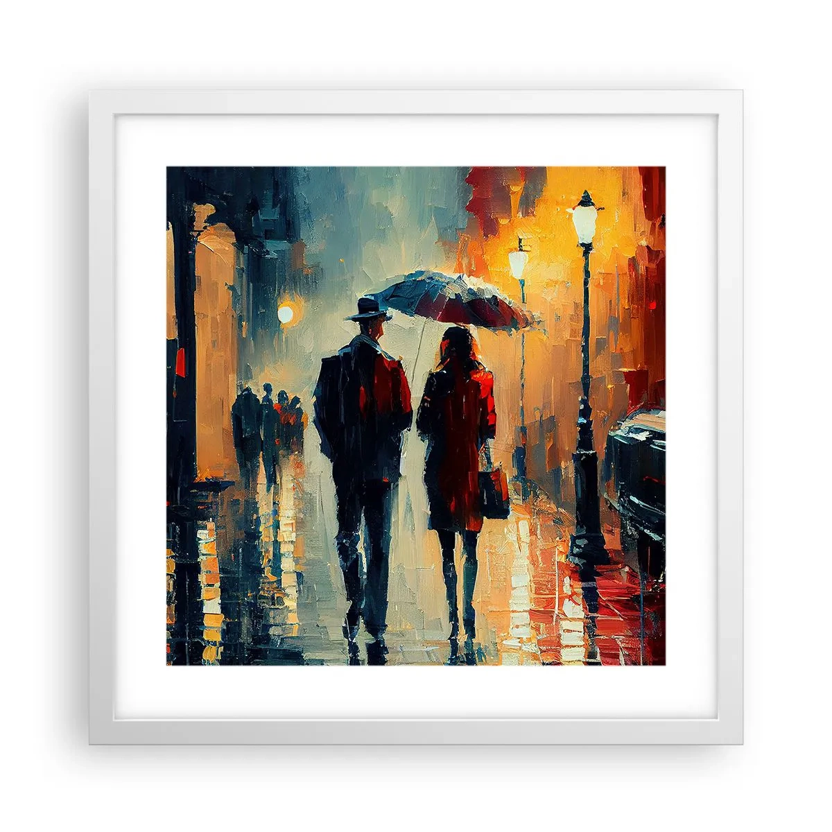 Poster în ramă albă - Poveste de dragoste urbană - 40x40 cm