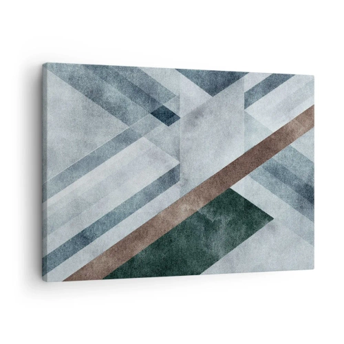 Tablou pe pânză Canvas - Forme geometrice în nuanțe reci de albastru și maro - 70x50cm - Eleganța sofisticată a geometriei - Decorațiune modernă pentru perete pentru living și dormitor ARTTOR