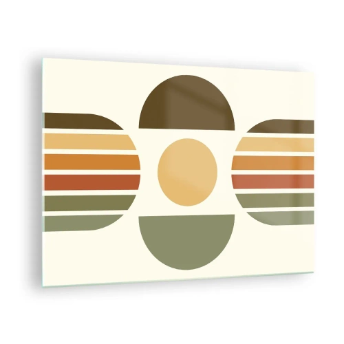 Tablou pe sticlă - Design geometric abstract cu tonuri pământii și forme îndrăznețe - 70x50cm - În culorile pământului - Decorațiune modernă pentru perete pentru living și dormitor ARTTOR