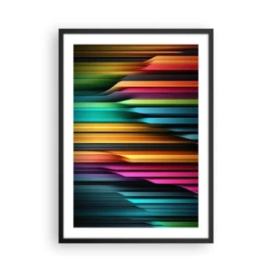 Poster în ramă neagră - Dungi colorate într-un stil futurist - 50x70cm - Orgă de lumină - Decorațiune modernă pentru perete pentru living și dormitor ARTTOR