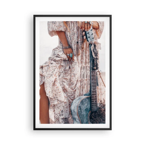 Poster în ramă neagră - Hippie pe drum - 61x91 cm