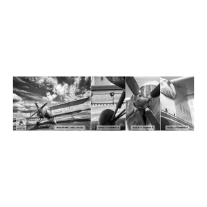 Mostră tapet autocolant Deluxe Sticker - Abia aștept! - Avion, Avioane, alb-negru - 100x30 cm