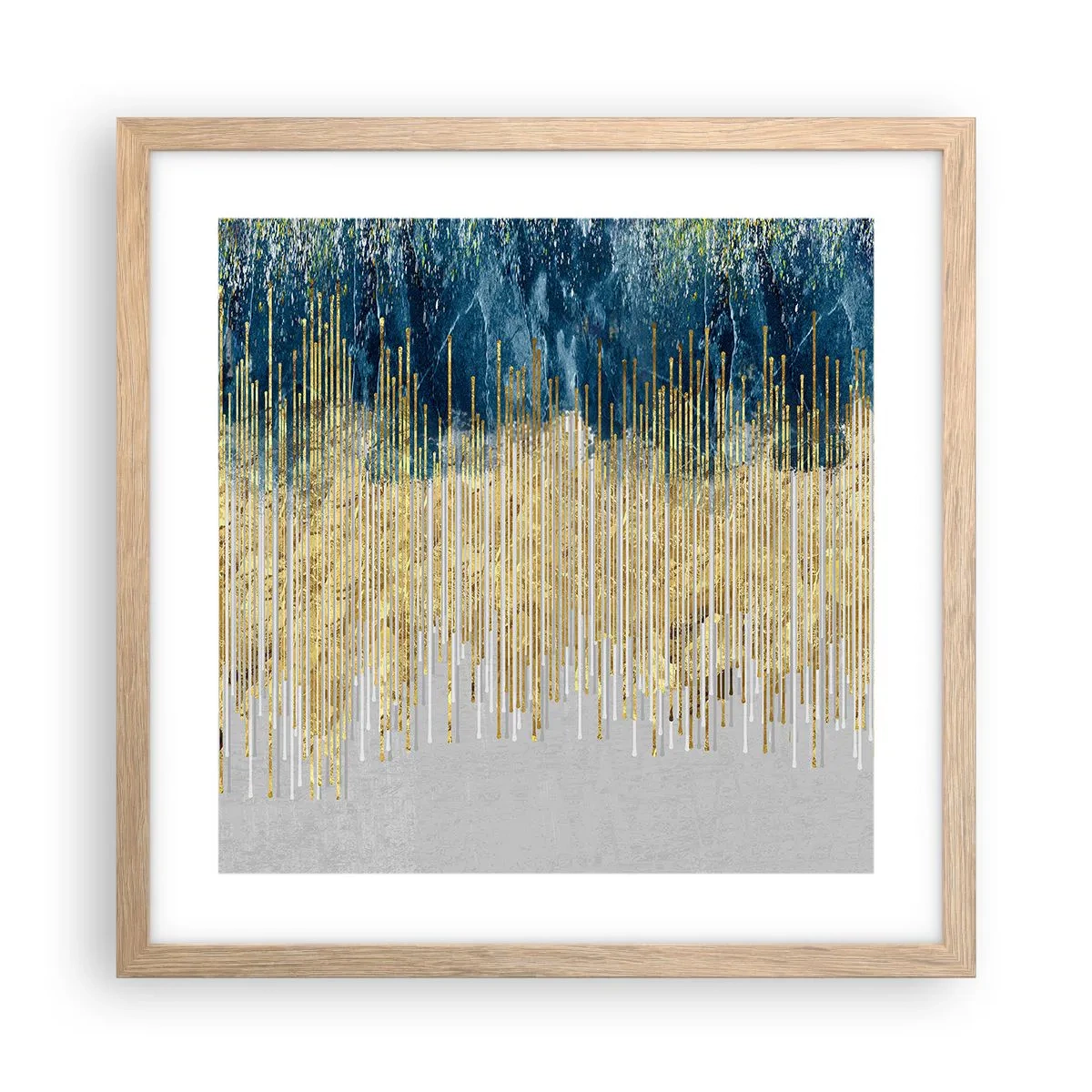 Poster în ramă de stejar deschis - Granița aurită - 40x40 cm