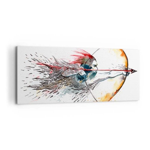 Tablou pe pânză - Războinic mitic cu un arc de foc - 100x40 cm