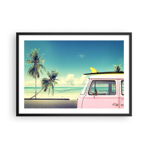 Poster în ramă neagră - Să înceapă vacanța - 70x50 cm