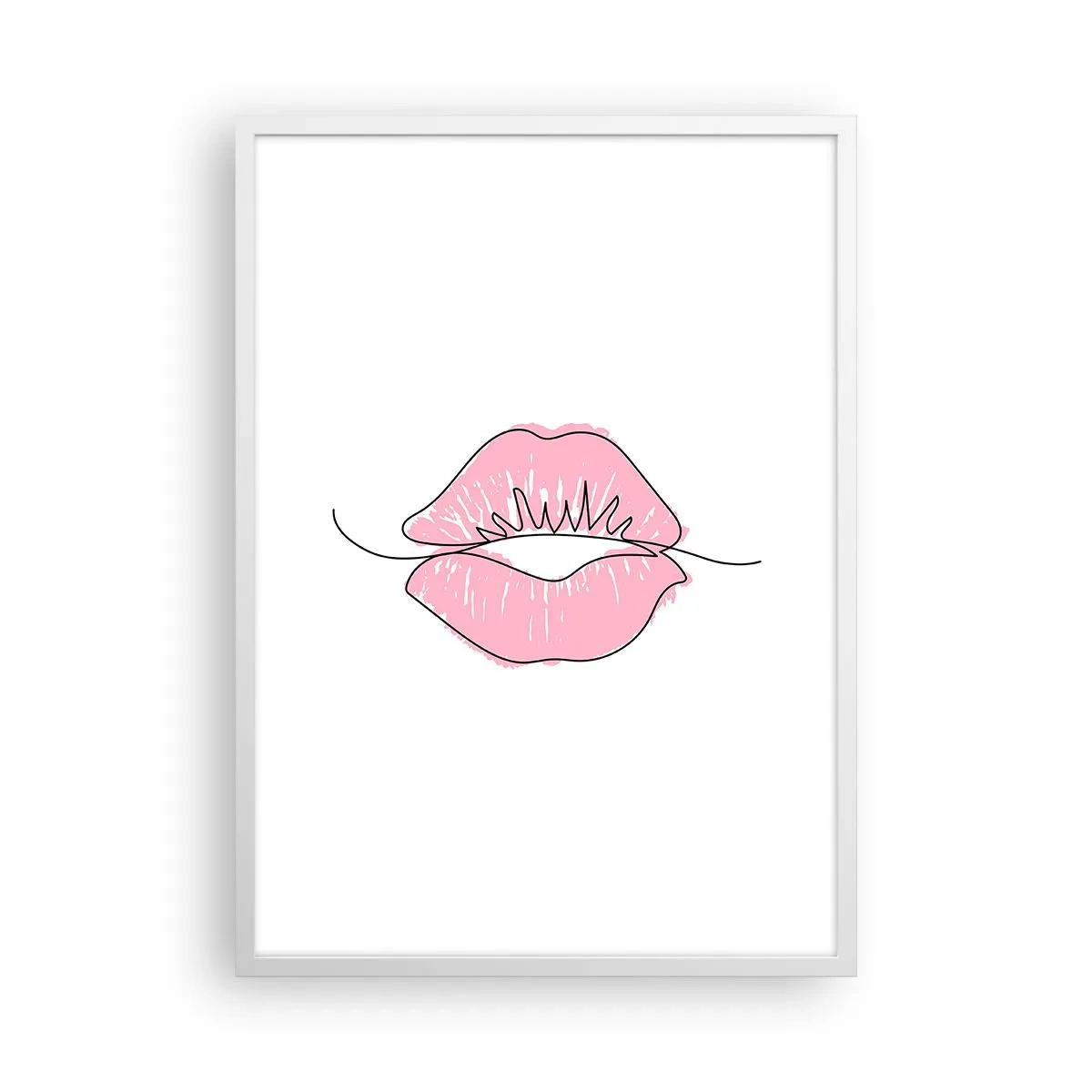 Poster în ramă albă - Vrei un sărut? - 50x70 cm