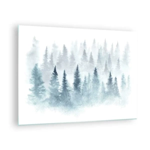 Tablou pe sticlă - Pădurea de bambus învăluită în ceață - 70x50cm - Înfășurate în ceață - Decorațiune modernă pentru perete pentru living și dormitor ARTTOR