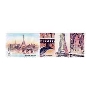 Mostră tapet autocolant Deluxe Sticker - Singurul oraș de acest fel din lume - Oraș, turnul Eiffel, Paris - 100x30 cm