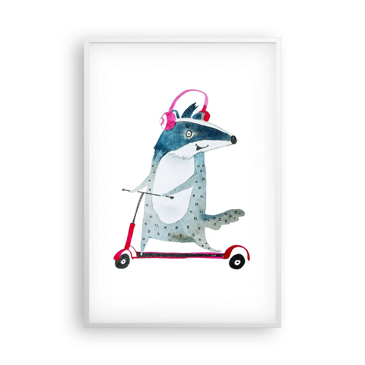 Poster în ramă albă - Bucurie de bursuc - 61x91 cm