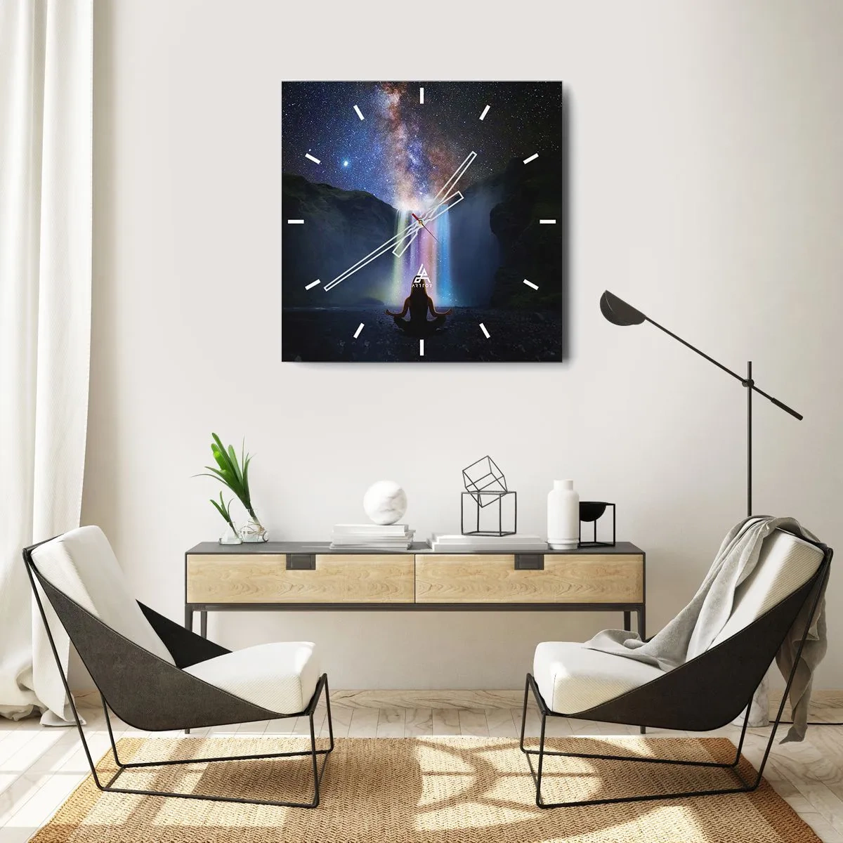 Ceas de perete - Ceas pe sticlă - Armonie absolută - 40x40 cm