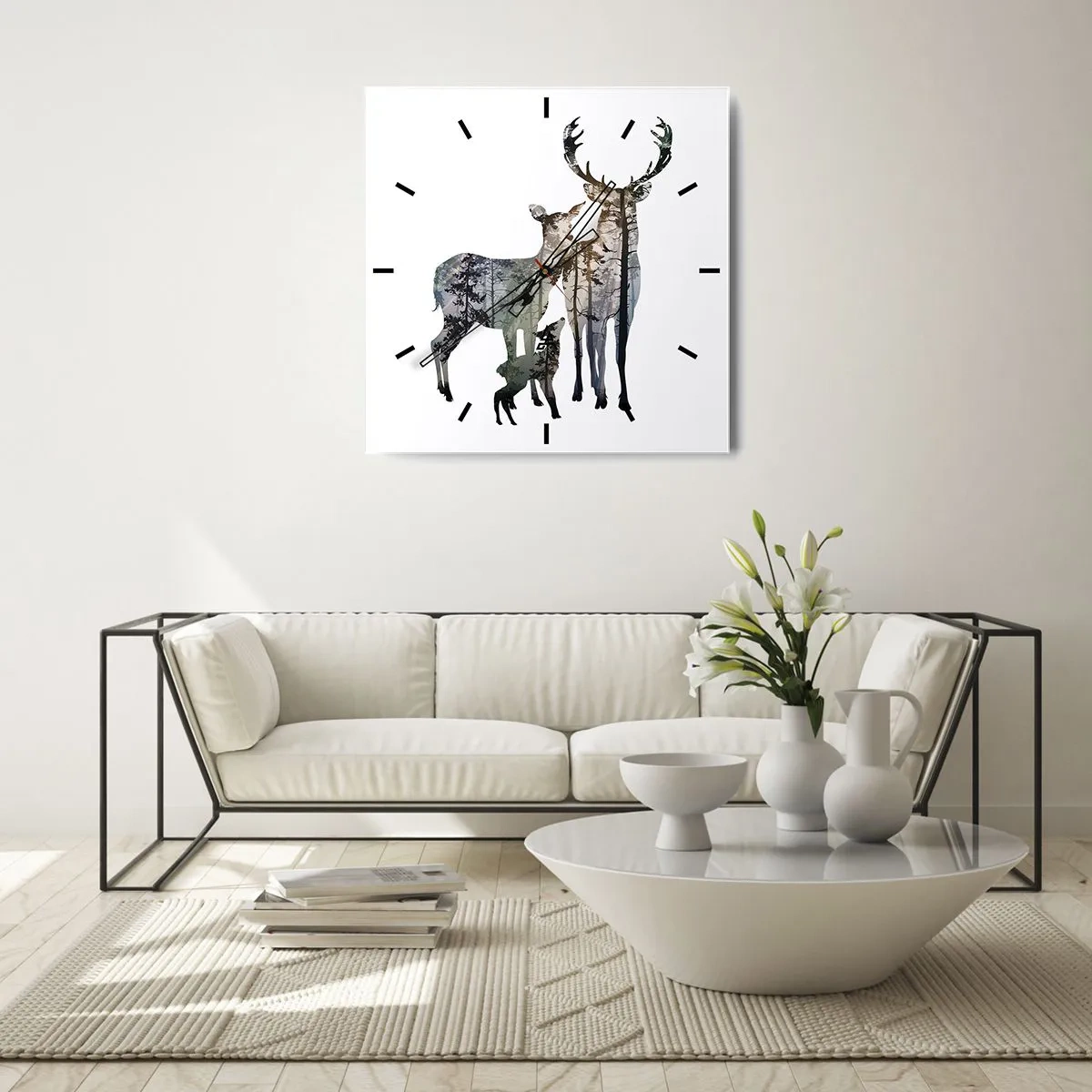 Ceas de perete - Ceas pe sticlă - Fotografie de familie - 40x40 cm