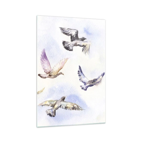 Tablou pe sticlă - Libertatea în gri și albastru - 70x100 cm