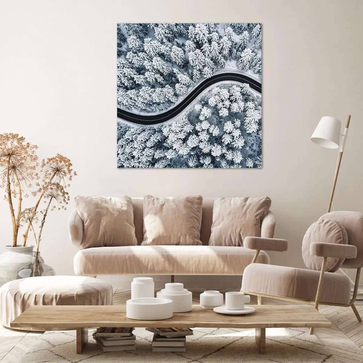 Tablou pe pânză - Prin pădurea de iarnă - 70x70 cm