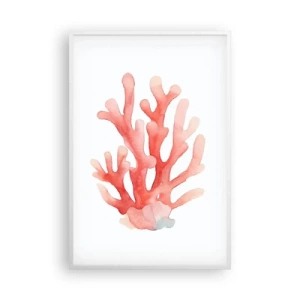 Poster în ramă albă - Culoare de coral - 61x91 cm