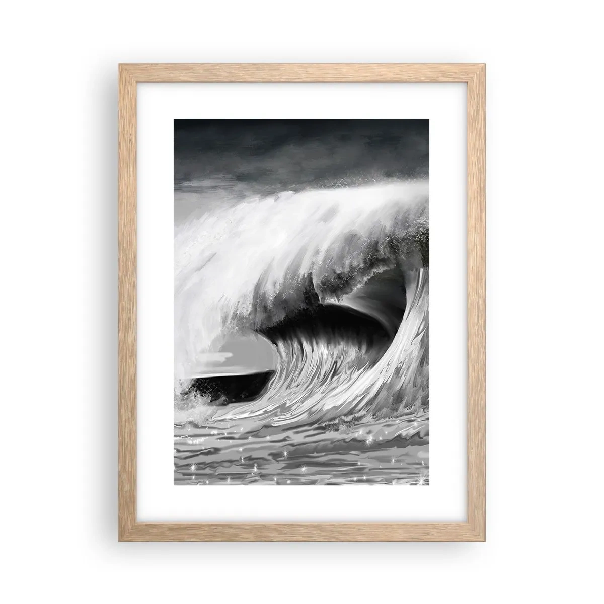 Poster în ramă de stejar deschis - Mânia oceanului - 30x40 cm