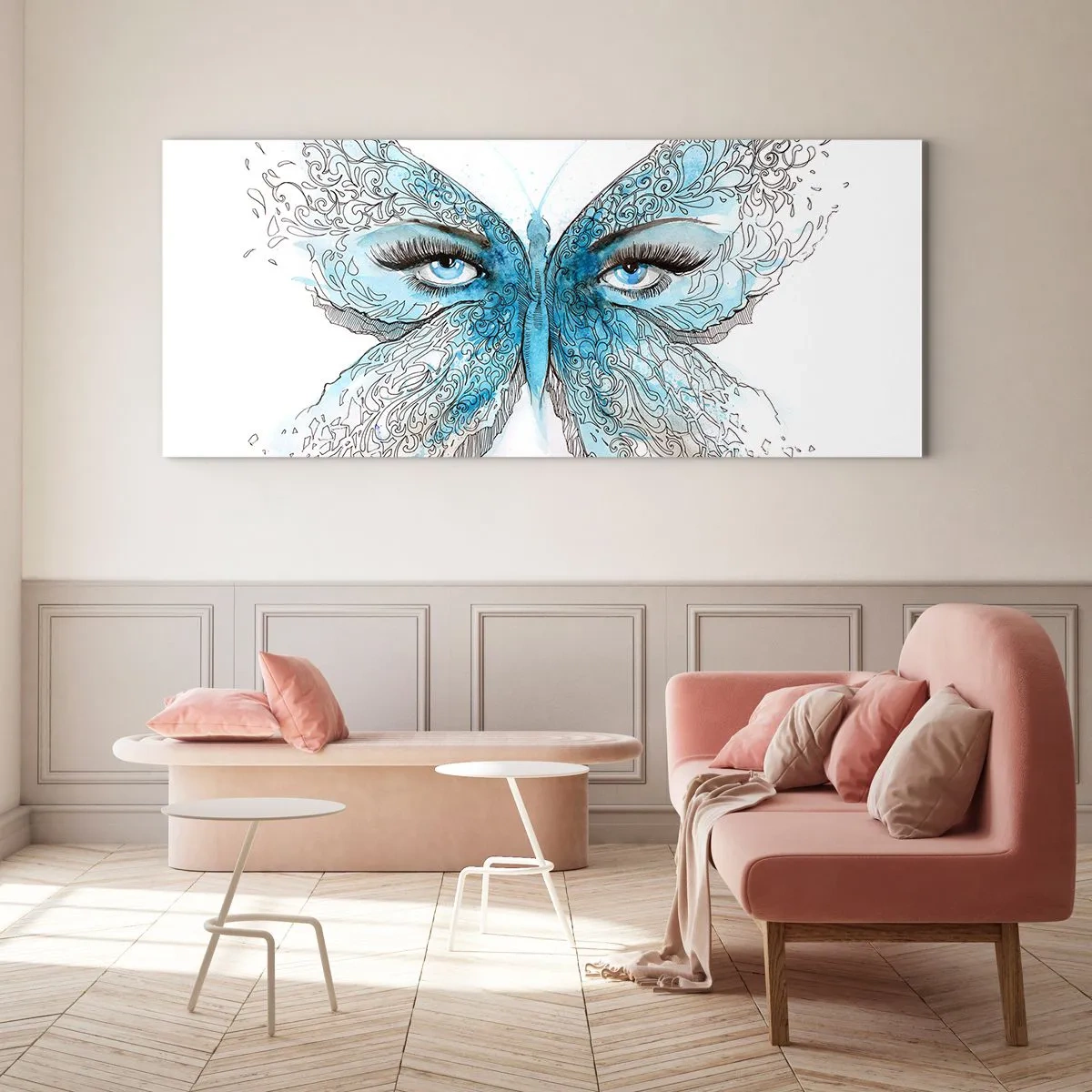 Tablou pe sticlă - Polyommatus eros - 100x40 cm