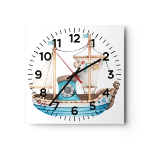 Ceas de perete - Ceas pe sticlă - Ahoy aventura! - 30x30 cm