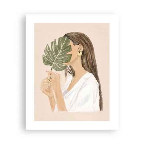 Poster - Portret misterios cu un evantai - 40x50 cm