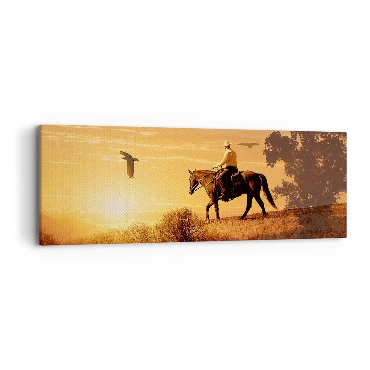 Tablou pe pânză - Singur peste prerie - 90x30 cm