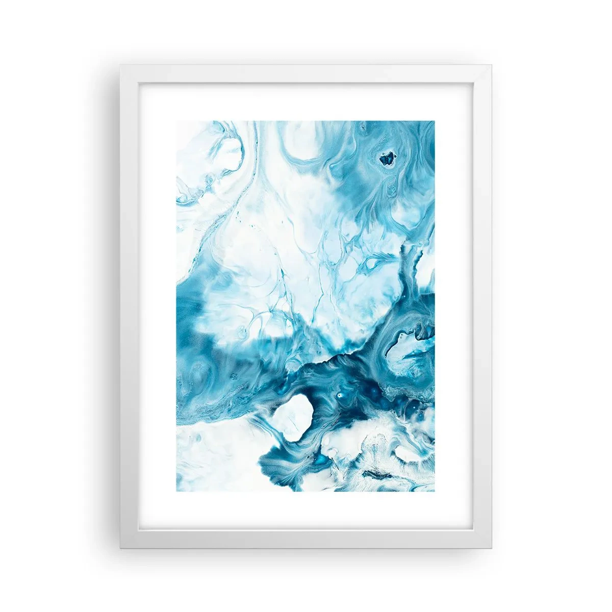 Poster în ramă albă - Concert de nuanțe de albastru - 30x40 cm