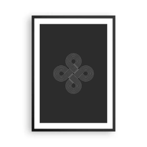 Poster în ramă neagră - Simbol geometric pe fundal negru - 50x70cm - În spirit celtic - Decorațiune modernă pentru perete pentru living și dormitor ARTTOR