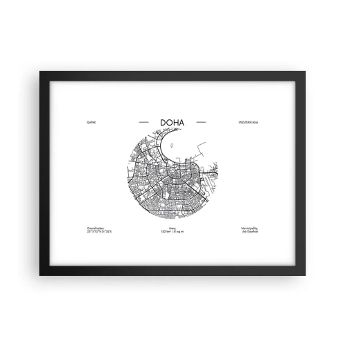 Poster în ramă neagră - Anatomia orașului Doha - 40x30 cm