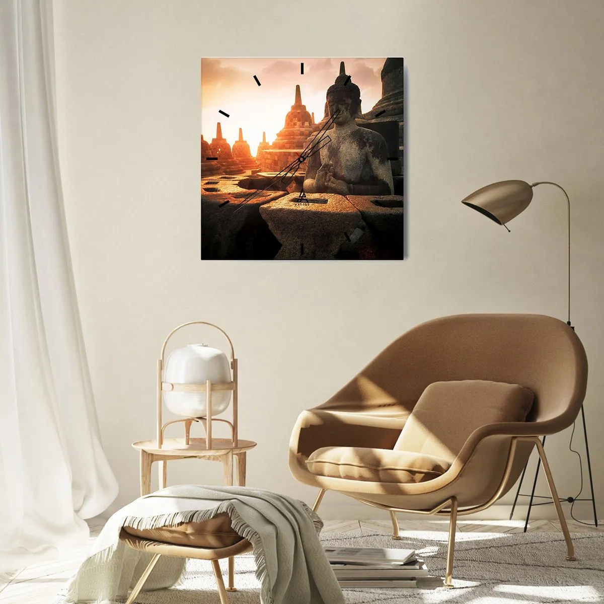 Ceas de perete - Ceas pe sticlă - Vreme de mare înțelepciune - 40x40 cm