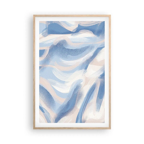 Poster în ramă de stejar deschis - Undele albastre - 61x91 cm
