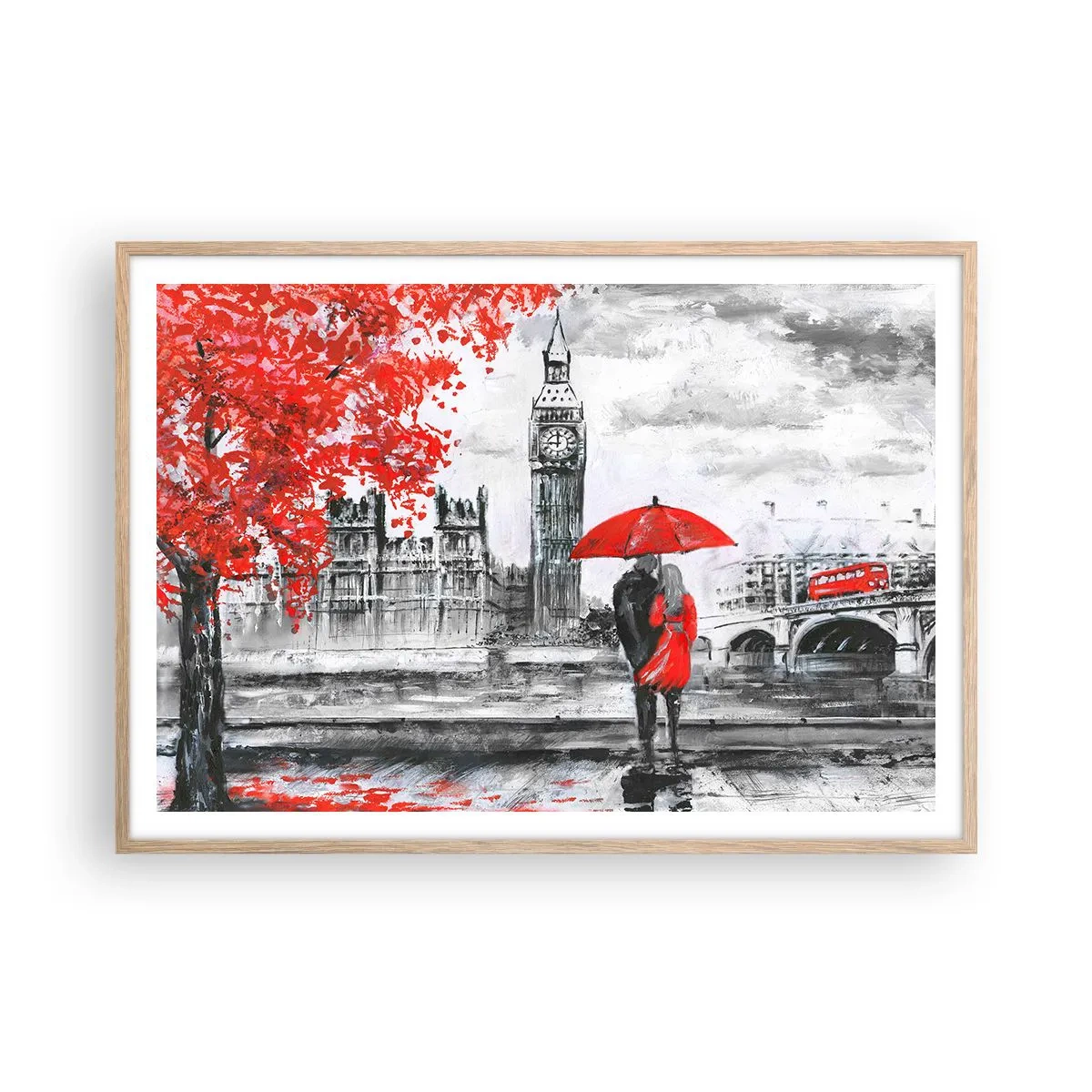 Poster în ramă de stejar deschis - Îndrăgostit de Londra - 100x70 cm