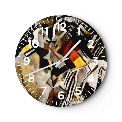 Ceas de perete - Ceas pe sticlă - Sărut statuar - 30x30 cm