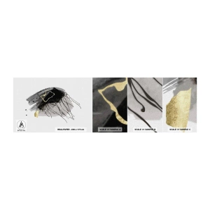 Mostră de Tapet Standard Eco - Negru și aur - Abstracția, Bucată, Grafică - 100x30 cm