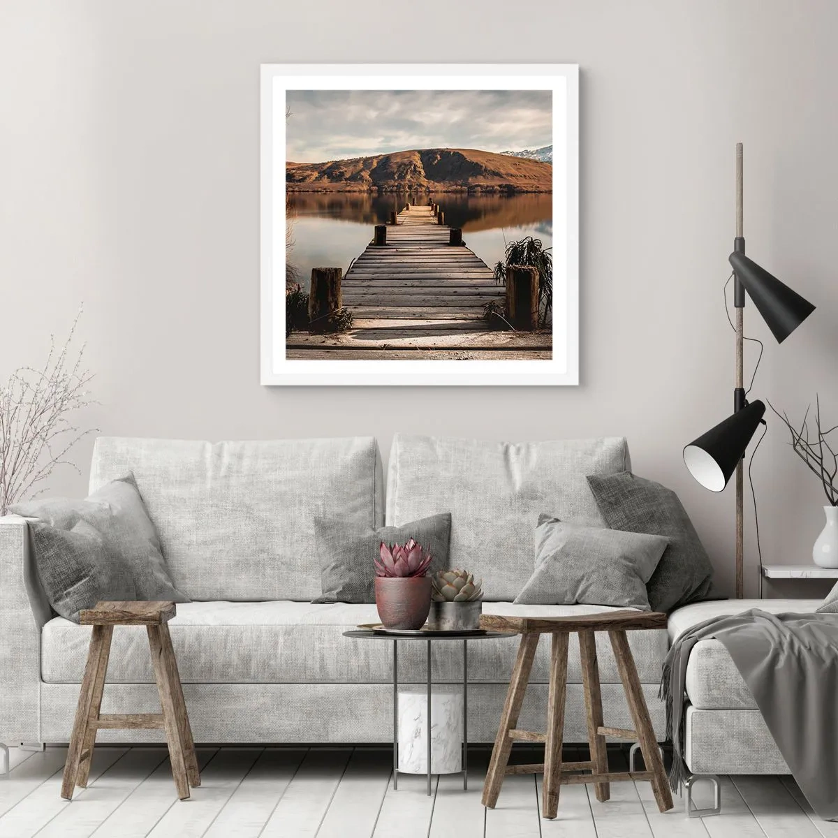 Poster în ramă albă - Peisaj în tăcere - 40x40 cm