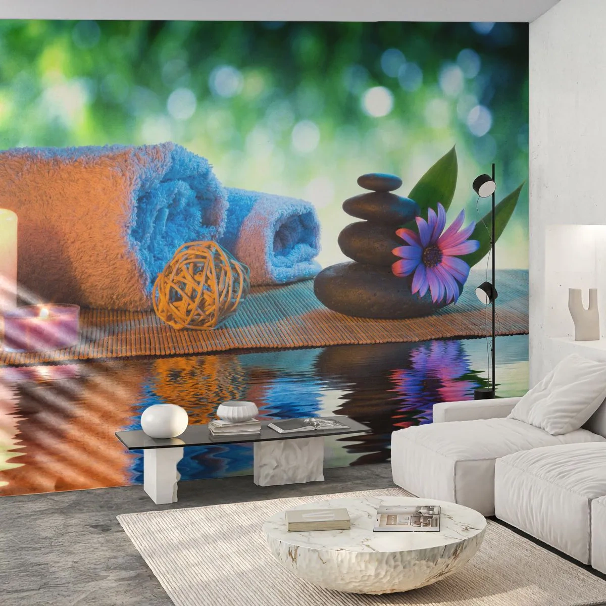 Tapet Premium Sand - Timp pentru corp - spa, Lumânare, Cultura Japonia - 100x70 cm