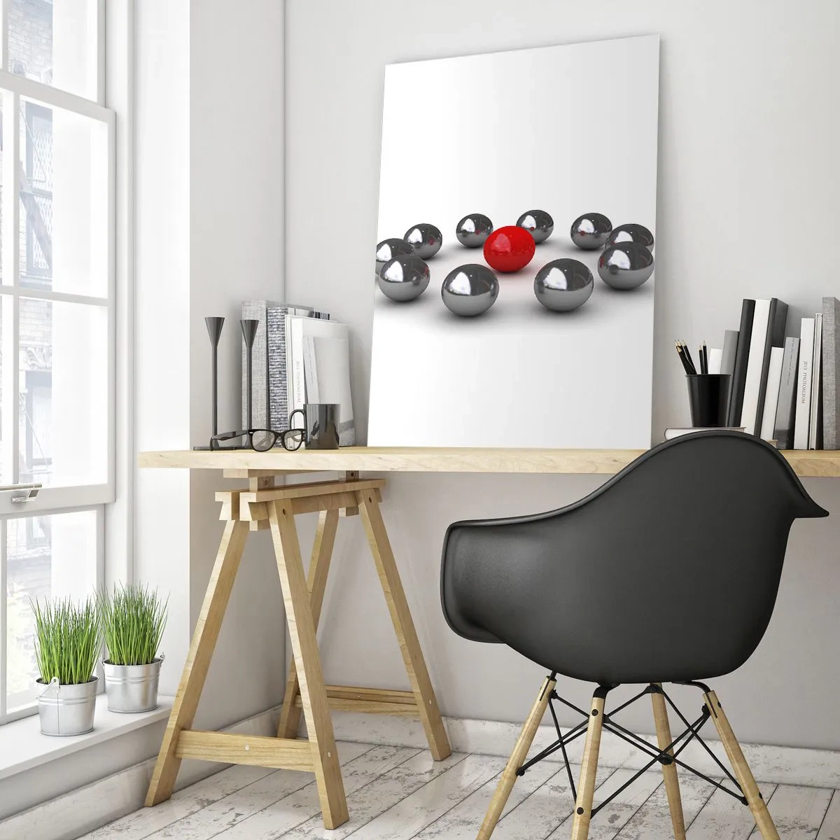 Tablou pe sticlă - Cerc în argintiu și roșu - 80x120 cm