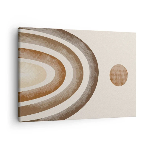 Tablou pe pânză Canvas - Motiv planetar geometric în nuanțe de maro - 70x50cm - Într-o galaxie îndepărtată - Decorațiune modernă pentru perete pentru living și dormitor ARTTOR