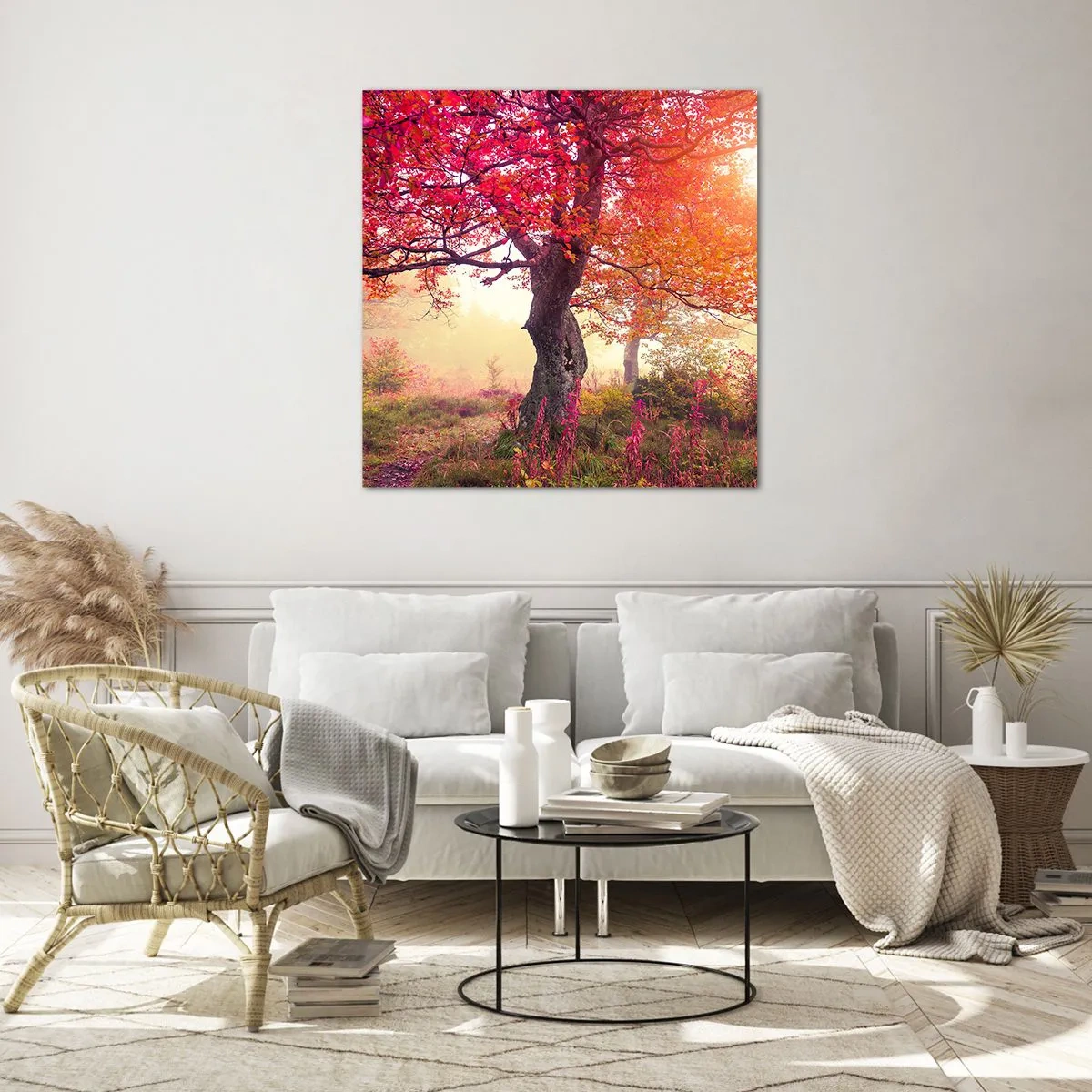 Tablou pe sticlă - O frenezie de înflorire - 30x30 cm