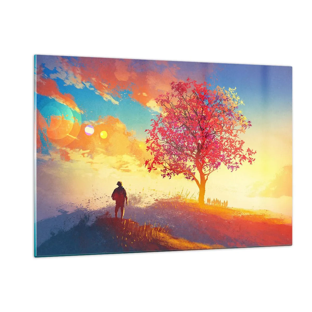 Tablou pe sticlă - Pelerin la destinație - 120x80 cm