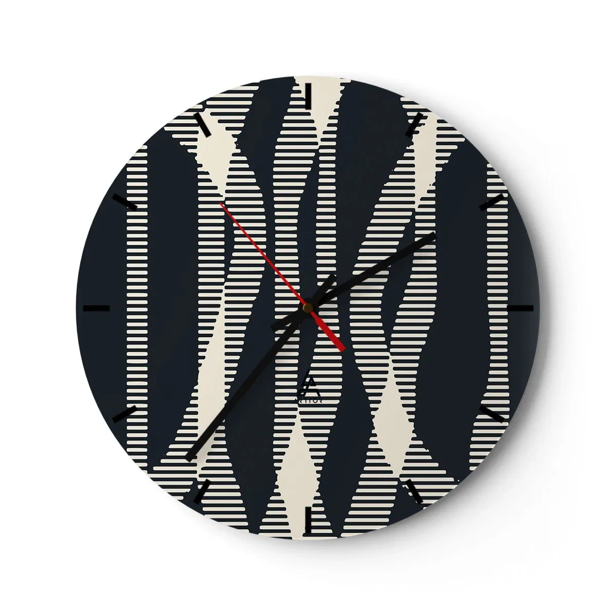 Ceas de perete - Ceas pe sticlă - Model cu dungi negre și bej cu efect optic - 30x30cm - Încercare de străpungere a întunericului - Decorațiune modernă pentru perete pentru living, bucătărie și dormitor ARTTOR