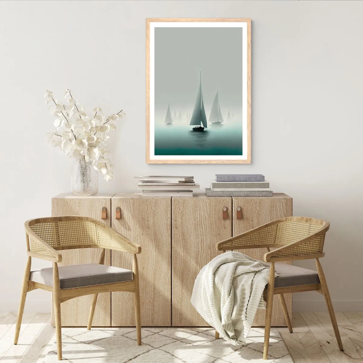 Poster în ramă de stejar deschis - Create din ceață - 61x91 cm