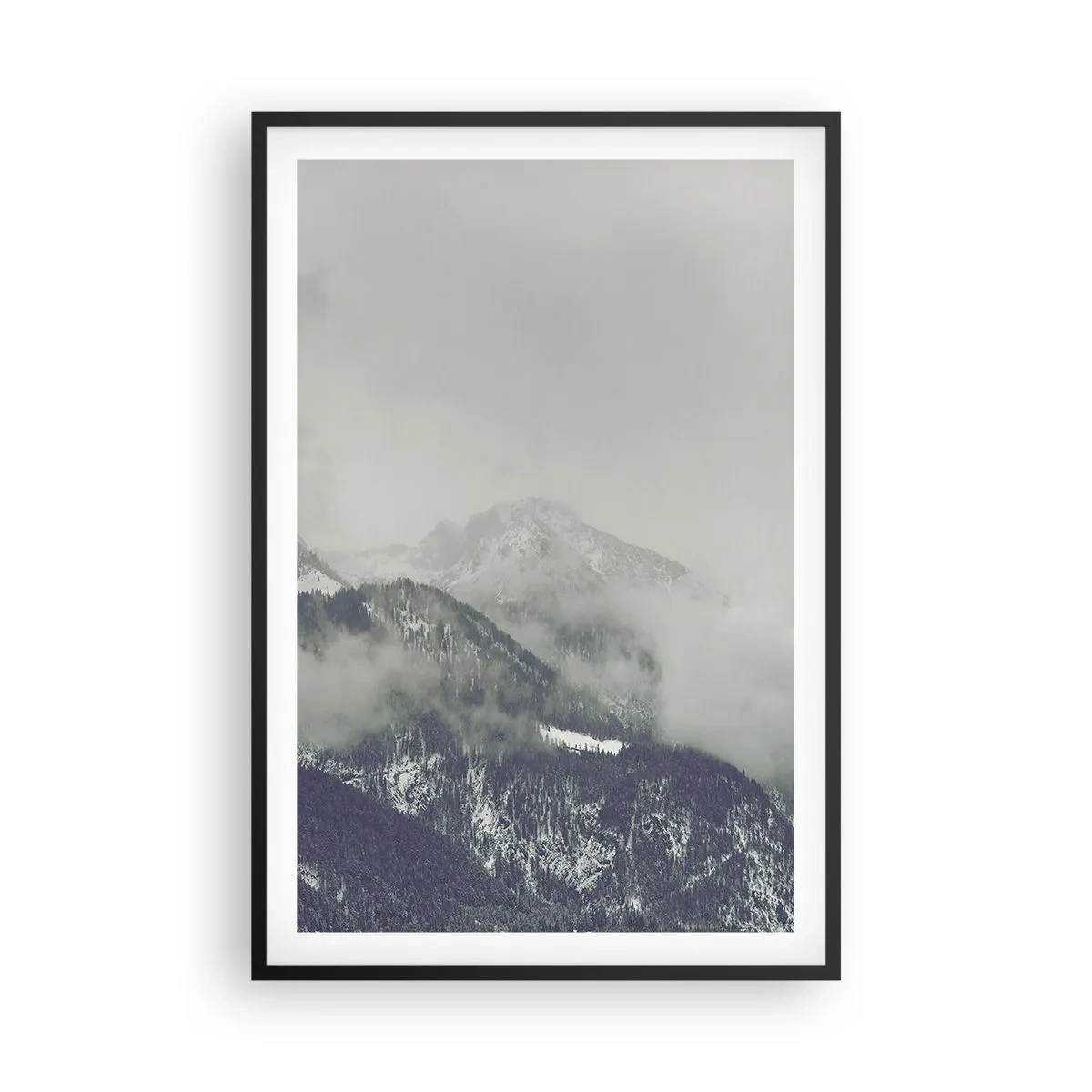 Poster în ramă neagră - Valea cețoasă - 61x91 cm