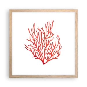 Poster în ramă de stejar deschis - Coral filigranat - 40x40 cm